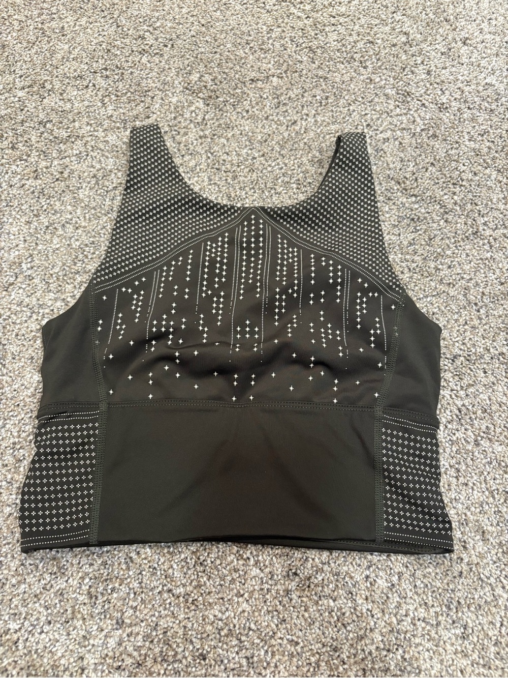 NIMBLE green patterned work out bra tank size XS